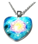 Colar Cubo Metatron Coração Geometria Sagrada Hexagrama Mágico Luxo Azul